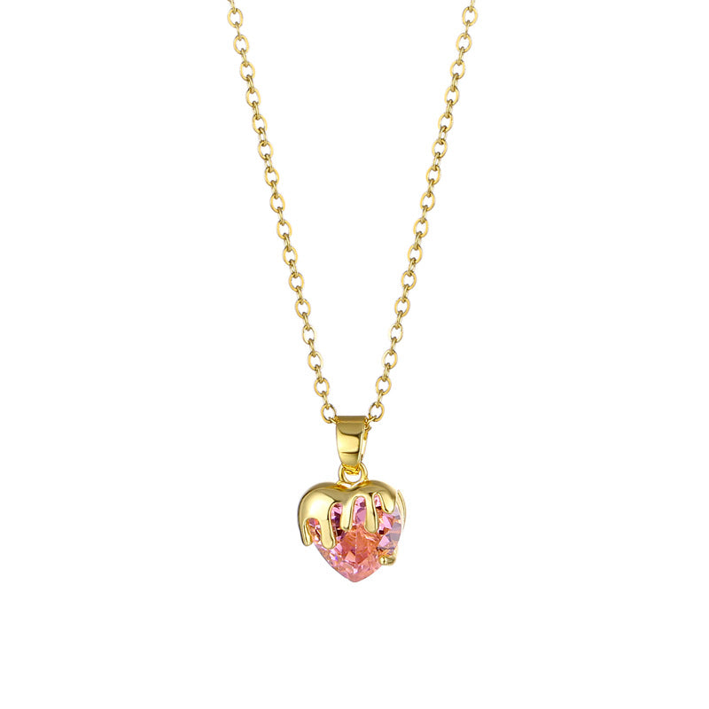 Wholesale Heart Shape Crystal Necklace Stainless Steel